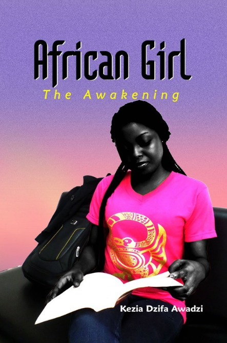 The book cover of African Girl. It depicts a young African woman reading a book.